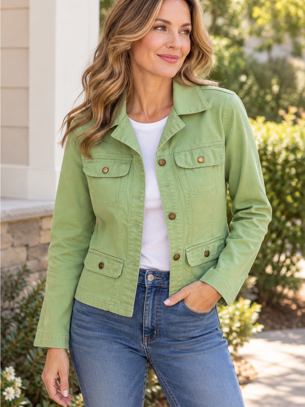 Chadwicks Light Green Utility Jean Jacket
